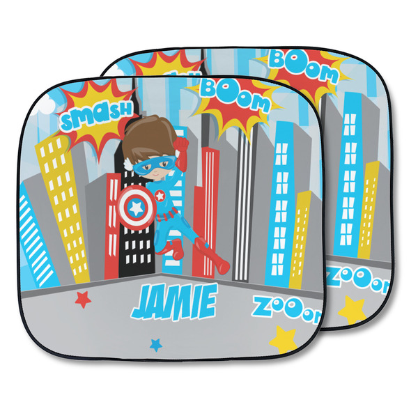 Custom Superhero in the City Car Sun Shade - Two Piece (Personalized)