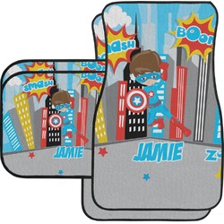 Superhero in the City Car Floor Mats Set - 2 Front & 2 Back (Personalized)