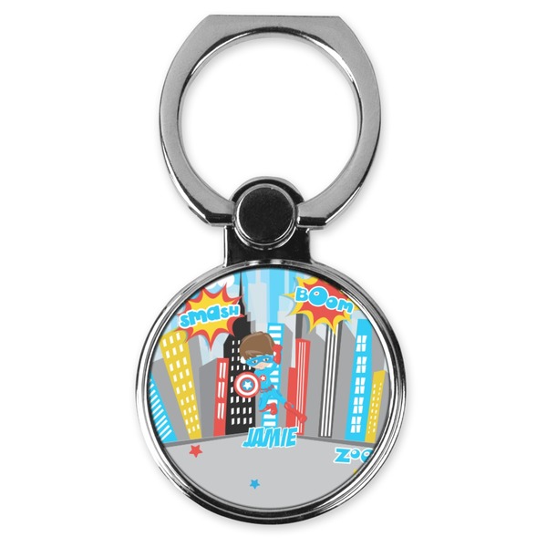 Custom Superhero in the City Cell Phone Ring Stand & Holder (Personalized)