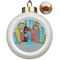 Superhero in the City Ceramic Christmas Ornament - Poinsettias (Front View)