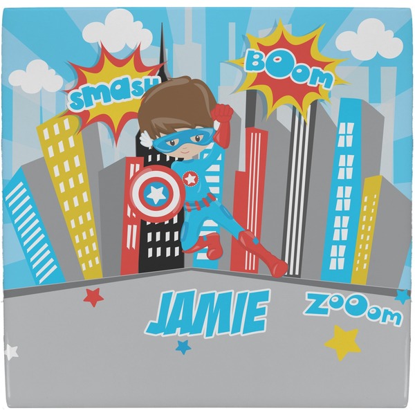 Custom Superhero in the City Ceramic Tile Hot Pad (Personalized)