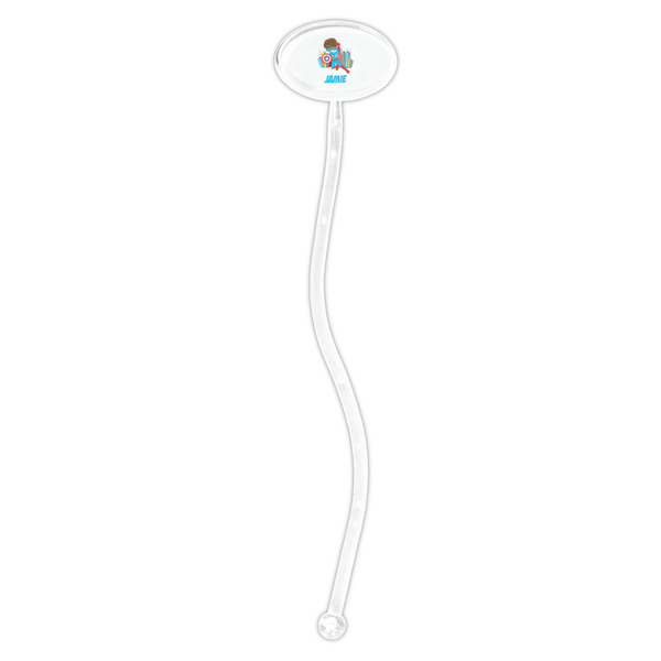 Superhero in the City Clear Plastic 7" Stir Stick - Oval - Single Stick