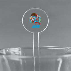 Superhero in the City 7" Round Plastic Stir Sticks - Clear (Personalized)