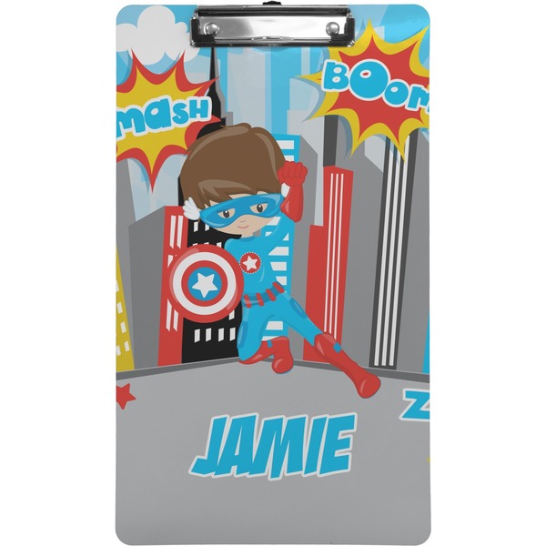 Custom Superhero in the City Clipboard (Legal Size) (Personalized)