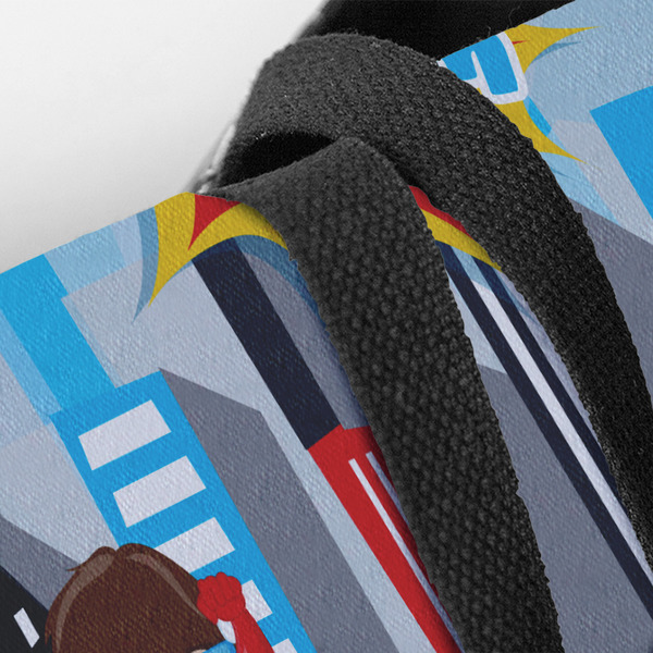Superhero in the City Closeup of Tote w/Black Handles