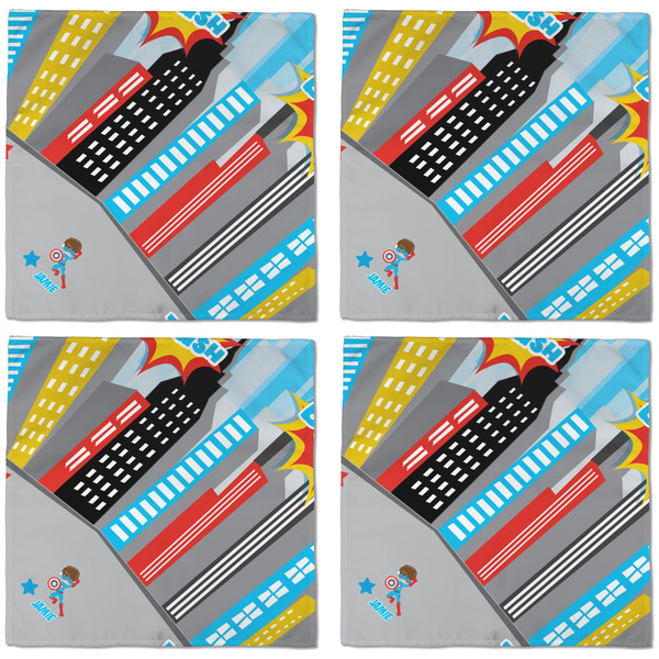 Superhero in the City Cloth Napkins - Personalized Dinner (APPROVAL) Set of 4