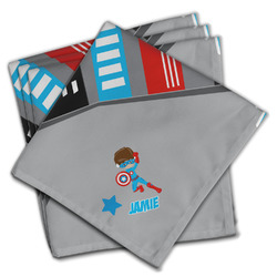 Superhero in the City Cloth Napkins (Set of 4) (Personalized)