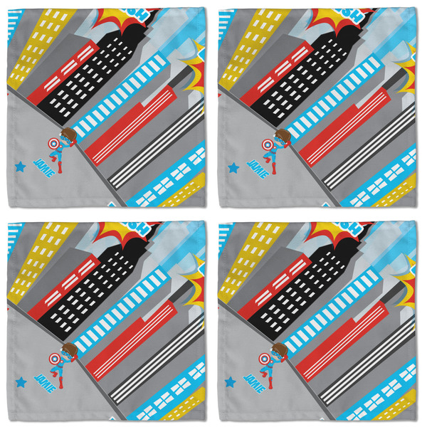Superhero in the City Cloth Napkins - Personalized Lunch (APPROVAL) Set of 4