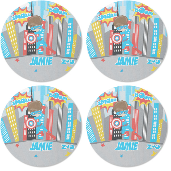 Superhero in the City Coaster Round Rubber Back - Apvl
