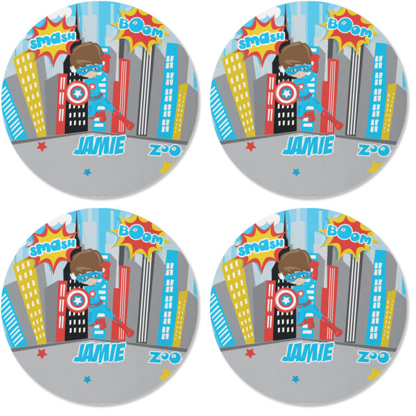 Superhero in the City Coaster Round Rubber Back - Apvl