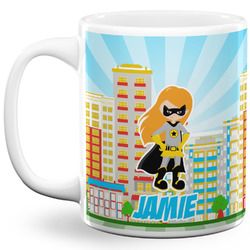 Superhero in the City 11 Oz Coffee Mug - White (Personalized)