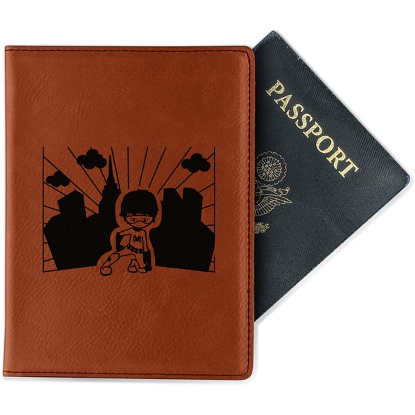 Custom Superhero in the City Passport Holder - Faux Leather