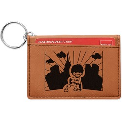Superhero in the City Leatherette Keychain ID Holder - Double Sided (Personalized)