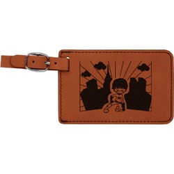 Superhero in the City Leatherette Luggage Tag
