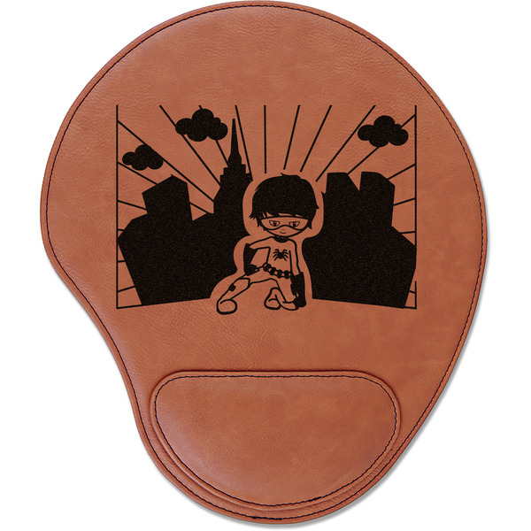 Custom Superhero in the City Leatherette Mouse Pad with Wrist Support