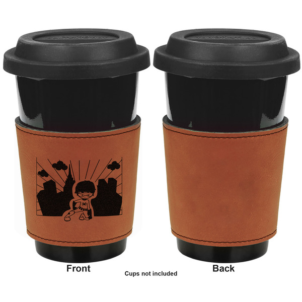 Superhero in the City Cognac Leatherette Mug Sleeve - Single Sided Apvl