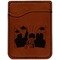Superhero in the City Cognac Leatherette Phone Wallet close up