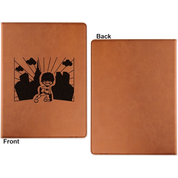 Superhero in the City Cognac Leatherette Portfolios with Notepad - Small - Single Sided- Apvl