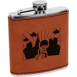 Superhero in the City Leatherette Wrapped Stainless Steel Flask