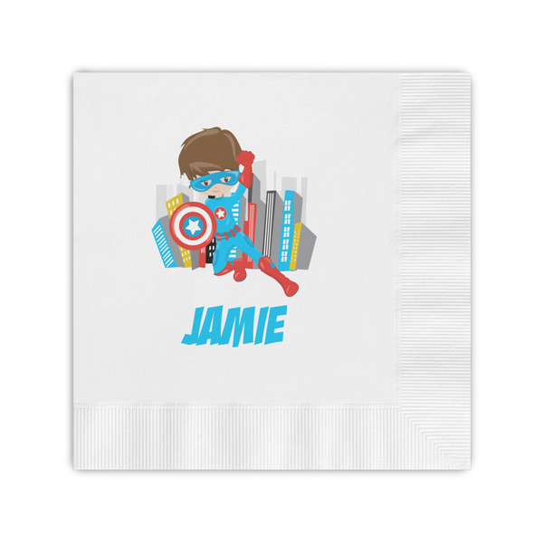 Custom Superhero in the City Coined Cocktail Napkins (Personalized)
