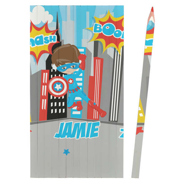 Superhero in the City Colored Pencils - Front View