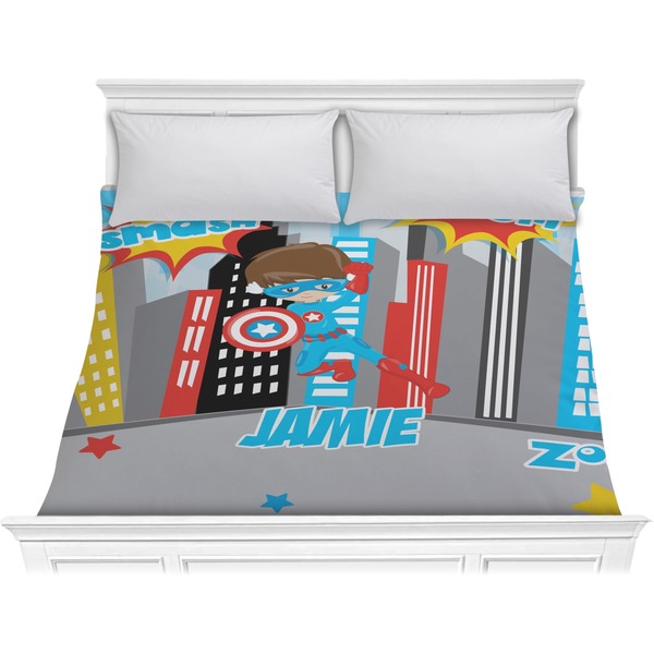 Custom Superhero in the City Comforter - King (Personalized)