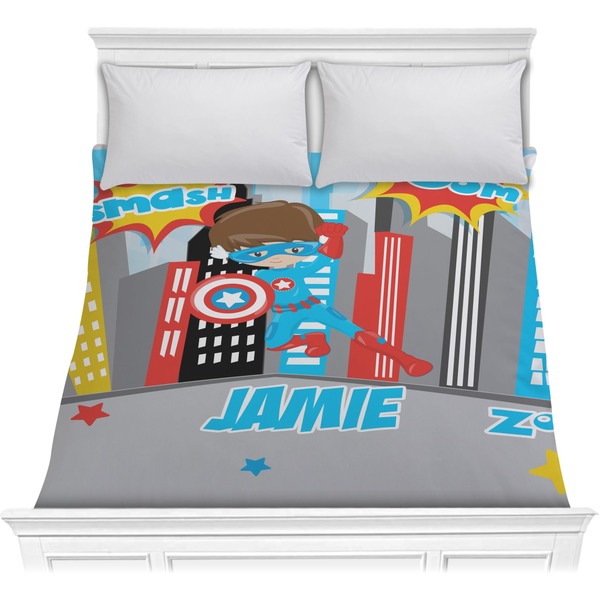 Custom Superhero in the City Comforter - Full / Queen (Personalized)