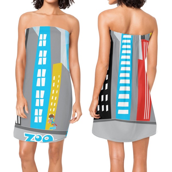 Superhero in the City Custom Bath Wrap - Front & Back View