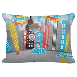 Superhero in the City Decorative Baby Pillowcase - 16"x12" (Personalized)