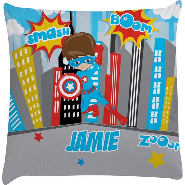 Custom Superhero in the City Decorative Pillow Case (Personalized)