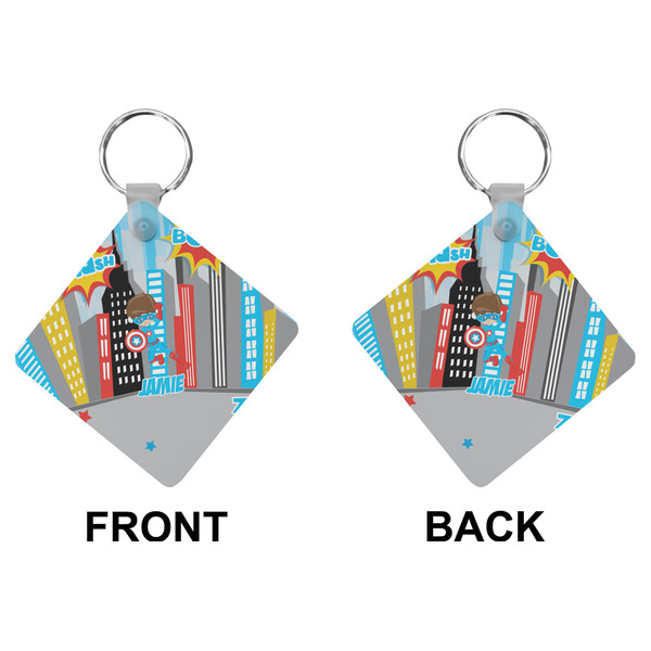 Superhero in the City Diamond Keychain (Front + Back)