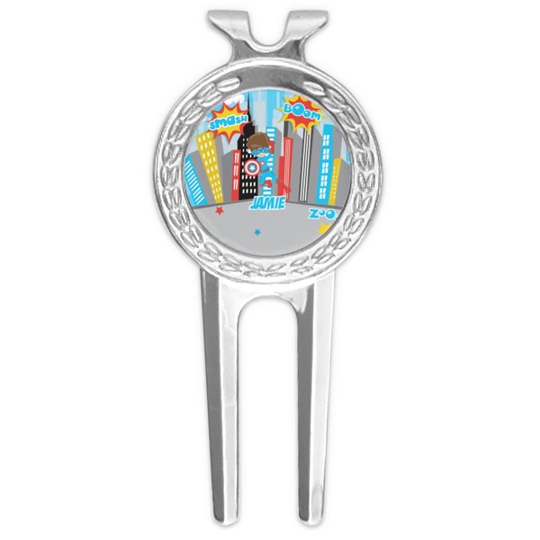 Custom Superhero in the City Golf Divot Tool & Ball Marker (Personalized)