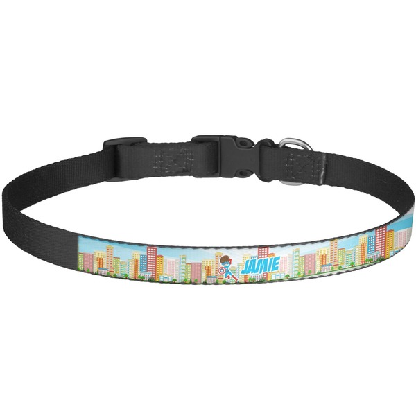 Custom Superhero in the City Dog Collar - Large (Personalized)