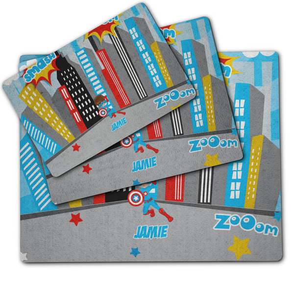 Superhero in the City Dog Food Mat - MAIN (sm, med, lrg)
