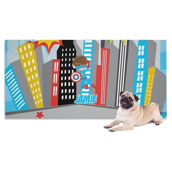 Custom Superhero in the City Dog Towel (Personalized)