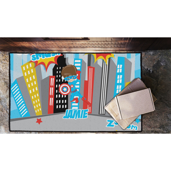 Superhero in the City Door Mat - LIFESTYLE (Lrg)