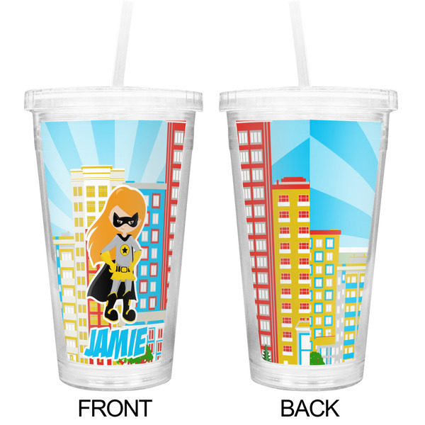 Superhero in the City Double Wall Tumbler with Straw - Approval