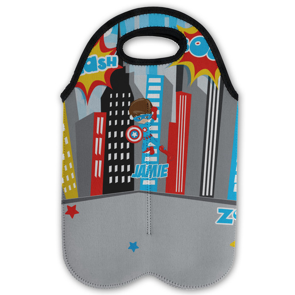 Superhero in the City Double Wine Tote - Flat (new)