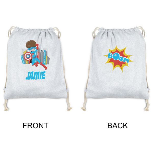 Superhero in the City Drawstring Backpacks - Sweatshirt Fleece - Double Sided - APPROVAL