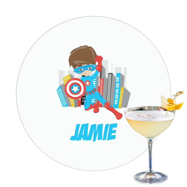 Custom Superhero in the City Printed Drink Topper (Personalized)