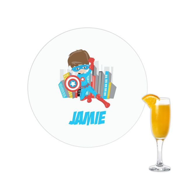 Custom Superhero in the City Printed Drink Topper - 2.15" (Personalized)