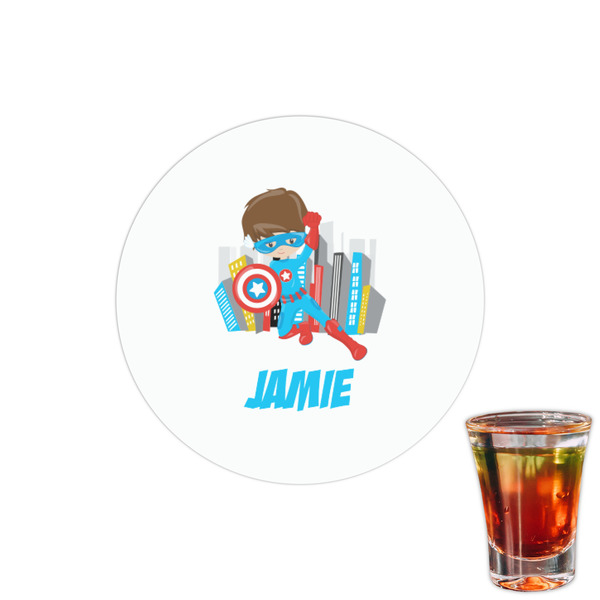 Custom Superhero in the City Printed Drink Topper - 1.5" (Personalized)