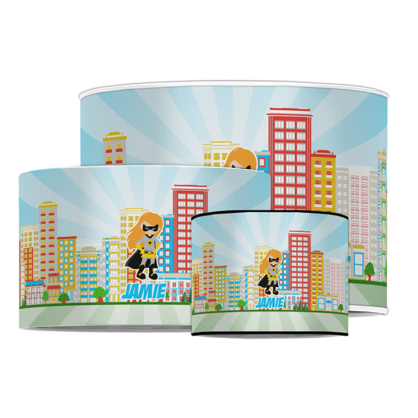 Superhero in the City Drum Lampshades - MAIN