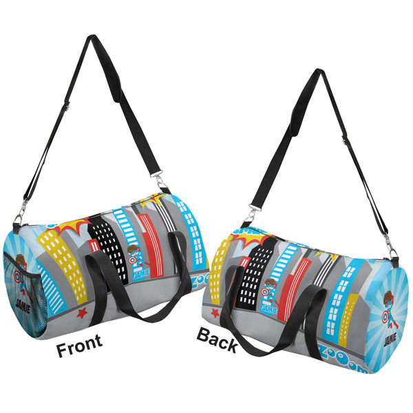 Superhero in the City Duffle bag small front and back sides