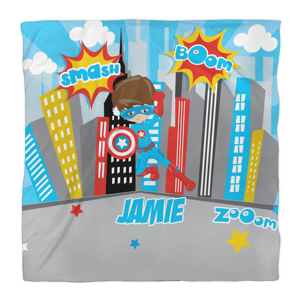 Superhero in the City Duvet Cover - Queen - Front