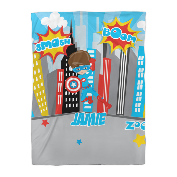 Superhero in the City Duvet Cover - Twin XL - Front