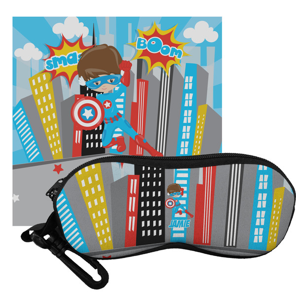 Custom Superhero in the City Eyeglass Case & Cloth (Personalized)