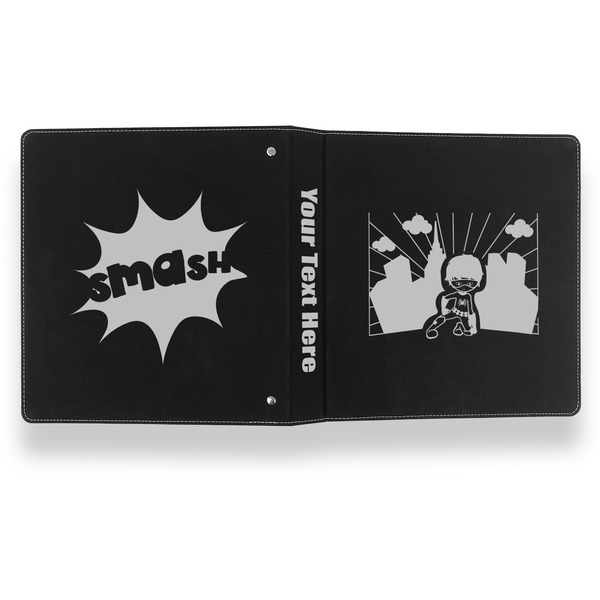 Superhero in the City Leather Binder - 1" - Black- Back Spine Front View