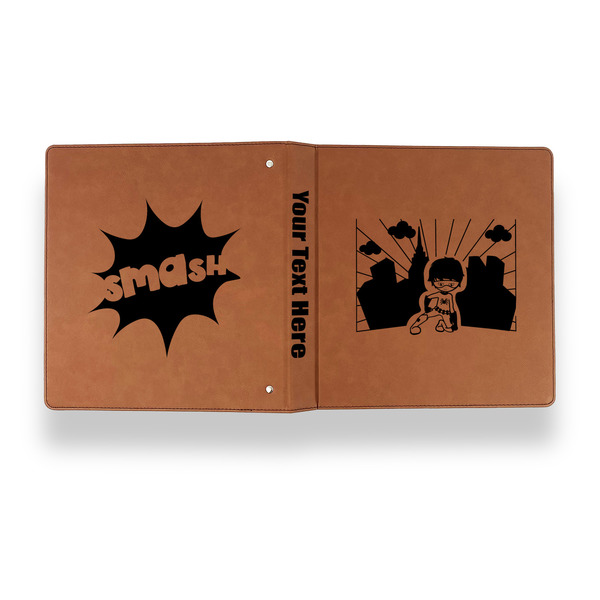 Superhero in the City Leather Binder - 1" - Rawhide - Back Spine Front View