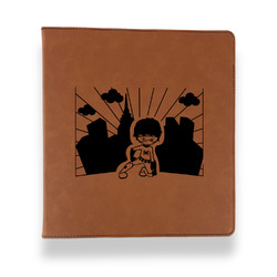 Superhero in the City Leather Binder - 1" - Rawhide (Personalized)